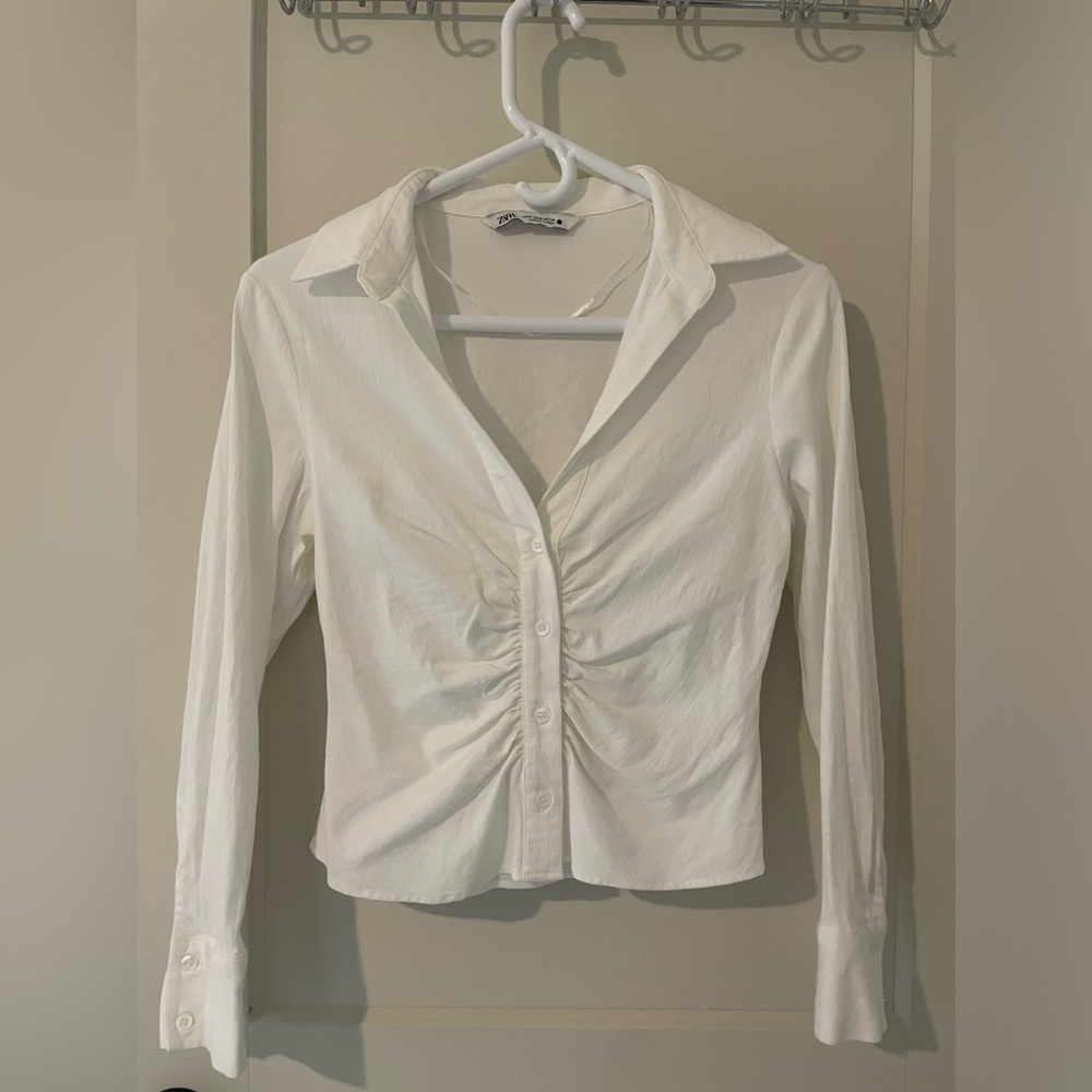 ZARA white button up shirt; medium